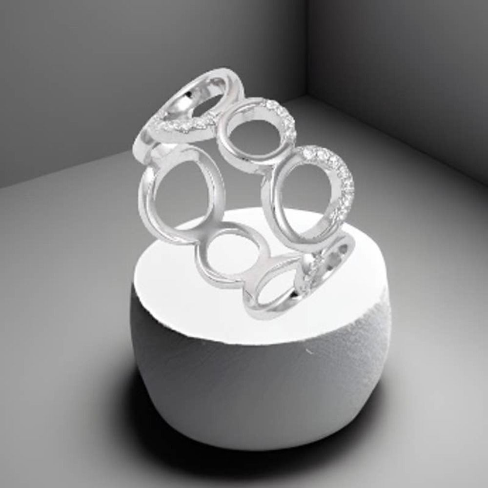 Sterling Silver Circles Eternity CZ Ring